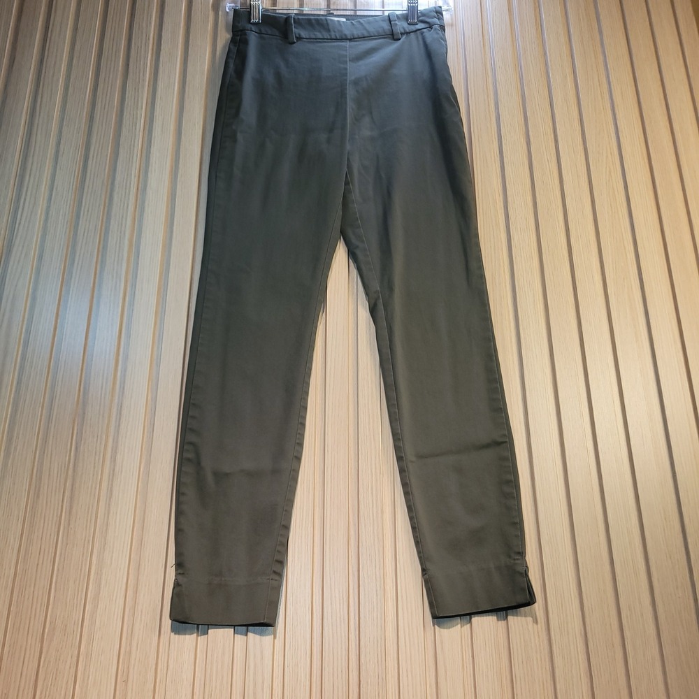 HM Womens Slim Fit Ankle Pants Olive Green Side Zip Trouser Size 2 P/N 0573716 9